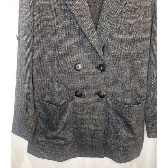 Cabi Womens Gray Black Bond Plaid Stretch Double Breasted Blazer Jacket Sz L - Picture 3 of 13